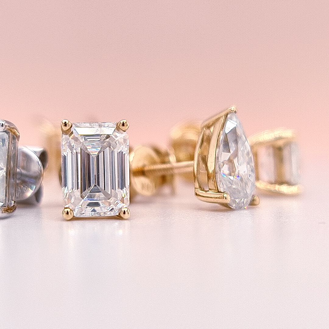 Emerald cut on sale stud earrings