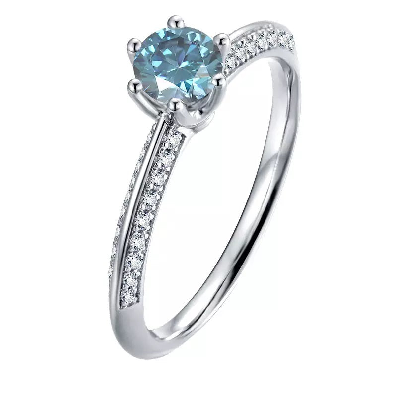 0.5 Carat Round Coloured Moissanite Ring