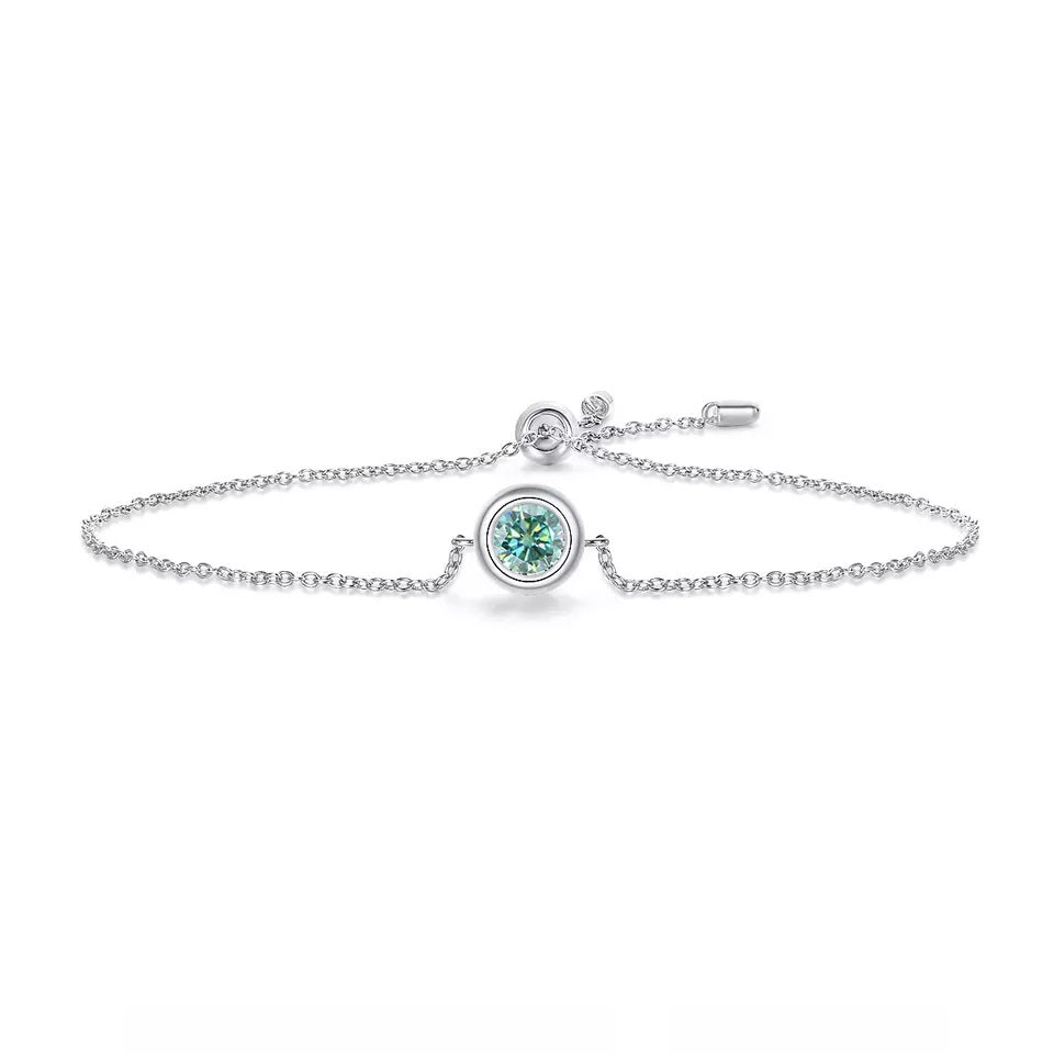 0.5 Carat Round Coloured Moissanite Bezel Bracelet